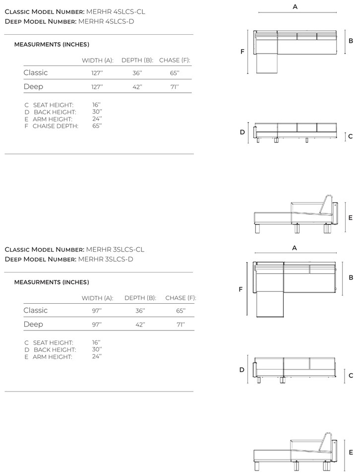 Horizon Left Chaise Sectional dimensions